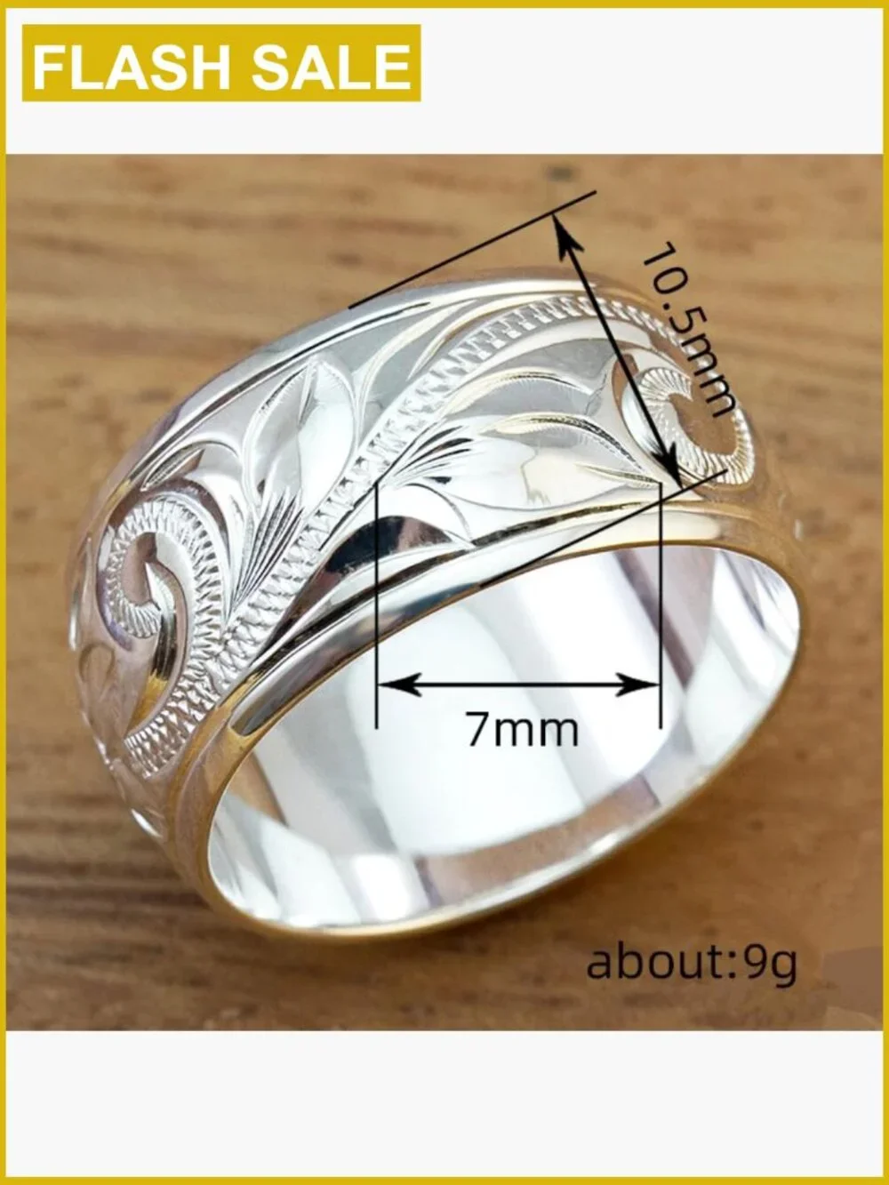 925 Sterling Silver Carved Flower Ring Stackable Band Engagement Wedding Size 10
